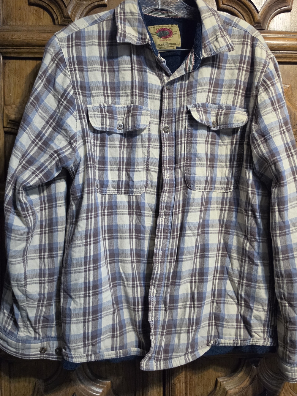 Boston Traders Plaid Shirt Jacket in Blue and Brown